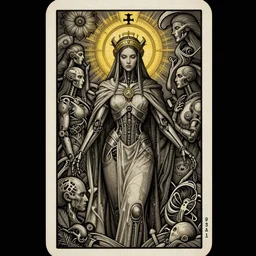 beautiful priestess girl tarot card portrait, biomechanical, intricate artwork masterpiece, majestic, doom cinematic lighting, volumetric 8 k, by apollonia saintclair, josan gonzalez, gustave dore, h. r. giger, kilian eng, trending on cgsociety, 8 k