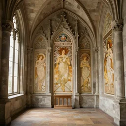 gothic castle interior design by alphonse mucha