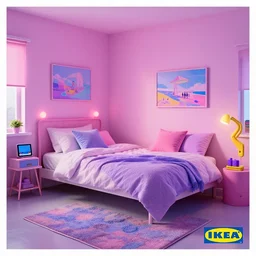 IKEA catalogue photo, vaporwave teenage bedroom by Beksiński
