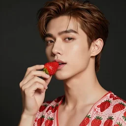 a man dressed as a strawberry