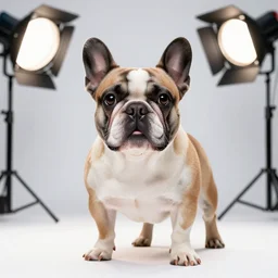 photo still of jedi french bulldog, 8 k, studio lighting bright ambient lighting key light, 8 5 mm f 1. 8