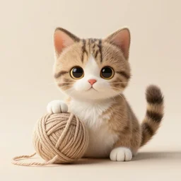 photo of a kitten made of a ball of yarn