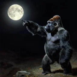 gorilla pointing to the moon by chesley bonestell