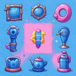 game asset of the sims complex material texture in square, in gouache detailed paintings, props, stylized, 2 d sprites, kitbash, arcane, overwatch, blue and pink color scheme, 8 k, close up