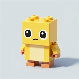 tiny creature made of one 2 x 2 lego brick, brick id 3 0 0 3, big cute eyes, cute looking, kawaii, sharp focus, character, game concept art, blocky, mixels, flat toon style like katamari damacy, pokemon inspired, blocky like minecraft, promotional image