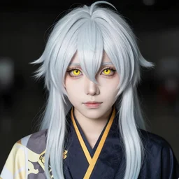 dslr portrait photo still of rimuru tempest with yellow!!! eyes!!!, 8 k, 8 5 mm f 1. 8
