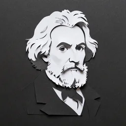 cut paper portrait of mark twain
