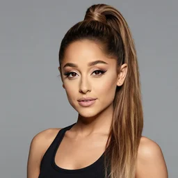 Portrait photography of someone who has the head of Ariana Grande, the body of Ronda Rousey