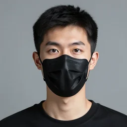 studio photo of young man wearing black mask
