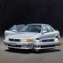 a painting of a 2 0 0 2 saturn sl 2 sedan