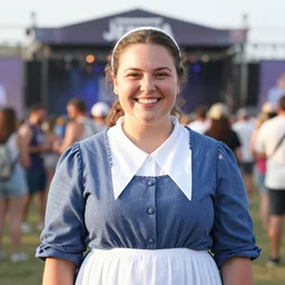 photo still of aunt jemima in period attire at vans warped tour!!!!!!!! at age 4 0 years old 4 0 years of age!!!!!!! on stage pouring maple syrup on the crowd, 8 k, 8 5 mm f 1. 8, studio lighting, rim light, right side key light