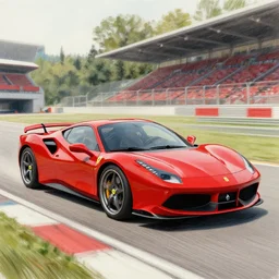 ferrari scene drawn by greg rutkowski