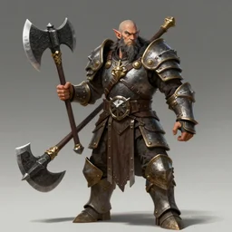 a strong armored dwarf warrior with a large battle axe, digital art, detailed, trending on artstation