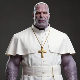 pope thanos, portrait photo, realistic, highly detailed