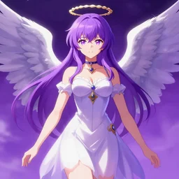 an angel, full upper-body, Pixiv trending, Ross tran style, purple