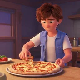 Pixar Animation of Steve Harrington from Stranger things making a pizza