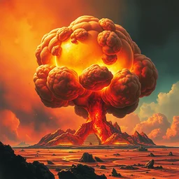 the nuclear bomb. highly detailed digital painting, watercolor, soviet realism, engraving, artstation, concept art, smooth, sharp focus, vivid grunge, manga illustration, unreal engine 5, 8, art by bilibin and kilian eng and kuvshinov and malevich and mucha