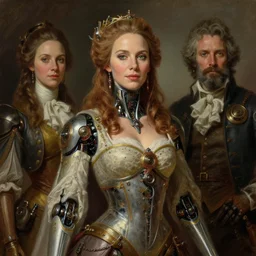 portrait oils, beautiful female hybrid cyborg halle berry regal, realistic, refined, detailed, digital art, jessica rossier, michael cheval, esao andrews, steampunk, walt disney, francois boucher, oil painting, highly detailed, cinematic lighting, unreal, natural tpose
