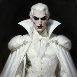 portrait of a vampire in a white costume, art by adolf hiremy - hirschl and jodorowsky, tumblr, viennese actionism, fantasy, intricate and very very beautiful and elegant, highly detailed, digital painting, artstation, concept art, smooth and sharp focus, illustration