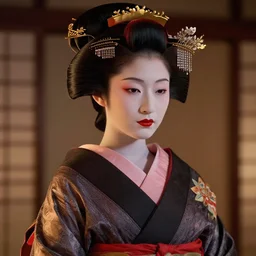 japanese geisha android portrait in the style of ash thorp, beautiful, cinematic lighting, octane renderer, unreal engine 5