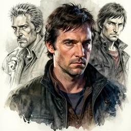 portrait, Tom Yorke in the Last of US universe, watercolor, dramatic lighting, cinematic, establishing shot, extremely high detail, foto realistic, cinematic lighting, pen and ink, intricate line drawings, by Yoshitaka Amano, Ruan Jia, Kentaro Miura, Artgerm, post processed, concept art, artstation, matte painting, style by eddie mendoza, raphael lacoste, alex ross