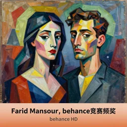 a colorful abstract painting of a man and a woman, a character portrait by farid mansour, behance contest winner, cubism, cubism, picasso, behance hd