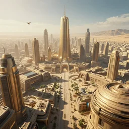 Aztec megacity, futuristic, year 2054, wide angle, cinematic, establishing shot, greeble,