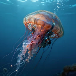jellyfish alien vehicle, sparks, ultra realistic, underwater, cinematic lighting, highly detailed, sharp focus, artstation, masterpiece, art by filip hodas