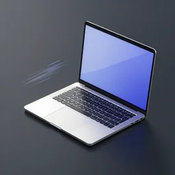 isometric 3 d illustration of an apple macbook pro, octane render, redshift render, perspective, motion graphics, detailed, editorial illustration, halftone texture, risograph, dynamic pose, matted print, grainy light, ( ( dither ) ), abstract background