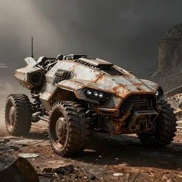 an armored futuristic sci fi vehicle, unreal engine, cinematic lighting, texture rust