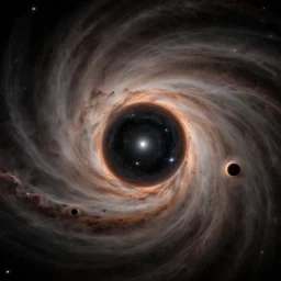 several stars collapsing into a black hole, event horizon, by Hubble