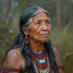 a beautiful painting of an indigenous grand-mother, matte painting, fantasy art, highly detailed