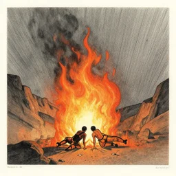 drawing of first fire by moebius, victo ngai