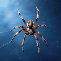 a spider floating through space, bright, realistic,