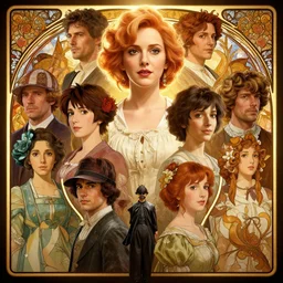 symmetrical!! highly detailed portrait of christina hendricks in the 1 8 5 0 s, unreal engine, redhsift, octane render, by greg rutkowski, loish, rhads, ferdinand knab, makoto shinkai and lois van baarle, ilya kuvshinov, rossdraws, tom bagshaw, alphonse mucha, global illumination, radiant light, detailed and intricate