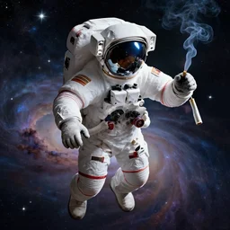 an ultradetailed matte painting of an enlightened astronaut, drifting through a nebula, smoking a joint, star in the background, intricate detail, cinematic, 8 k, cel shaded, volumetric lighting, octane render, art by artgerm and alphonse mucha, pixv