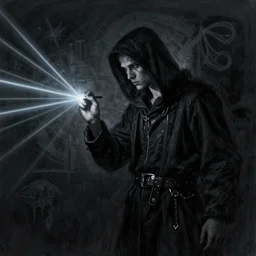 mysterious figure, mystery, chalk, lasers, sci-fi, digital art, fantasy, magic, trending on artstation, ultra detailed, professional illustration by Basil Gogos
