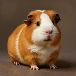 anthropomorphic guinea pig proudly posing for a portrait, painted by rembrandt intricate ultra detailed painting atmospheric lighting golden hour