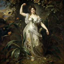 earth goddess in beautiful dress with strong plant motive, william - adolphe bouguereau