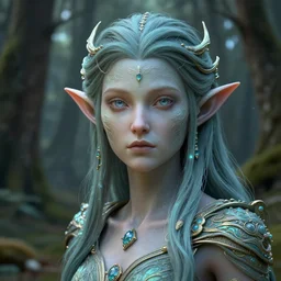 portrait | mystical | elf | etheral | in a forest | fantasy | intricate details | zbrush | by wlop | by charlie bowater