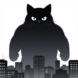 Huge cat monster silhouette above a city, in the style of Kentaro Miura, Berserk, landscape, hyperdetailed, ultra quality, 4k, ultra details
