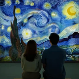 A couple watching Van Gogh's Starry Night