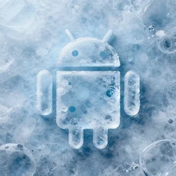 3 d android logo made out of ice