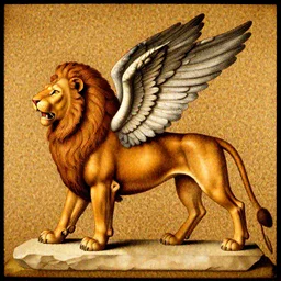 winged assyrian lion by hieronymus bosch,
