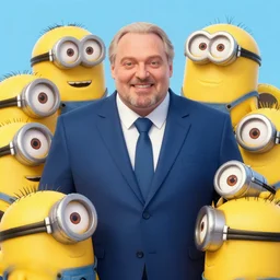 Alexander Lukashenko surrounded by yellow Minions