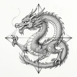 “fire breathing dragon, geometric drawing”