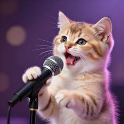an amazing award winning photo of kittens singing in a mic, very detailed and sharp, 4k hdr, masterpiece