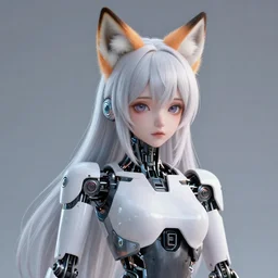 beautiful image of a human like anime girl robot with pale skin and fox ears, high quality, highly detailed, 4 k, drawn by wwpgi, trending on artstation, digital art, rendered in unity 3 d