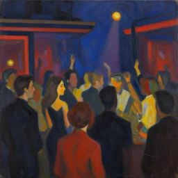an edward hopper style painting of a night club party