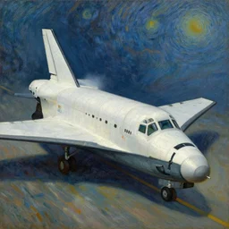 a masterpiece oil painting of a Lambda-class T-4a Imperial Shuttle, by Vincent van Gogh,